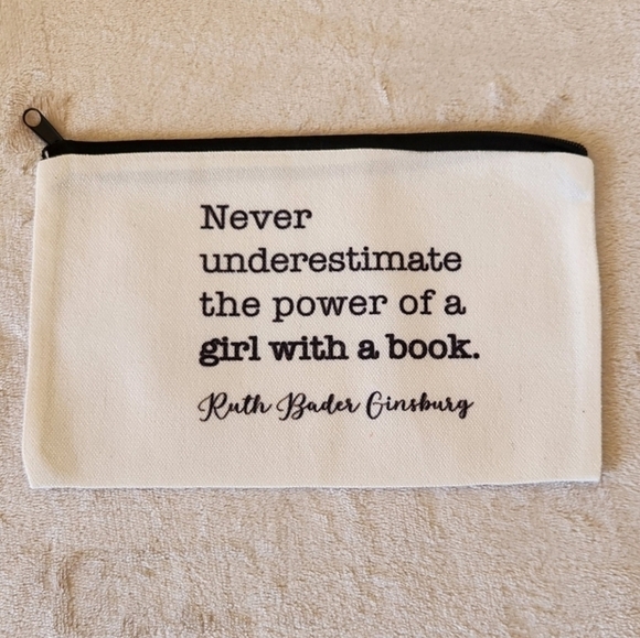 Handbags - "Never Underestimate the Power of a Girl With a Book," Cosmetic Bag Zippet Pouch